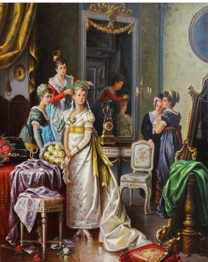 نقاشی رنگ و روغن کلاسیک ( عروس )